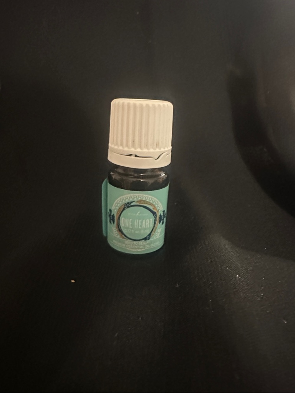 One Heart Essential Oil Bottle - Aqua Label, White Cap.  5ml
